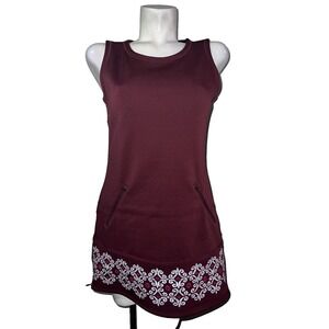 Athleta Dress Women's Sz S Burgundy Stretch Poly Tank Dress w/Hem Detail 306047